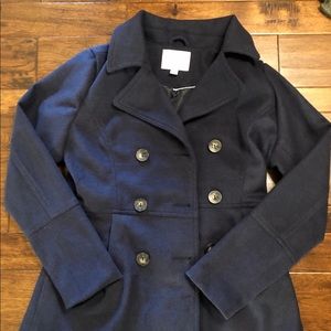 a new day - 6 Buttoned Pea Coat - Navy Size Small